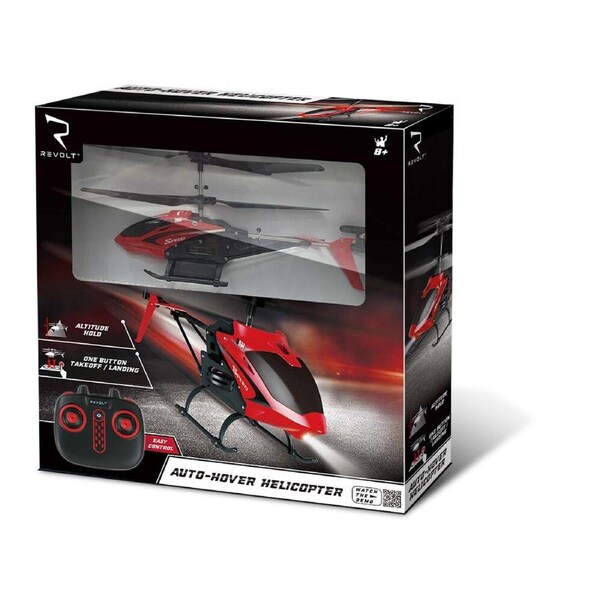 Revolt Remote Control Airwolf Helicopter w/ Auto Hover Kids RC Toy Red 8y+