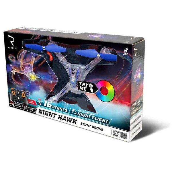 Revolt Remote Control Night Hawk Stunt LED Drone 20x35cm Kids RC Drone 8y+