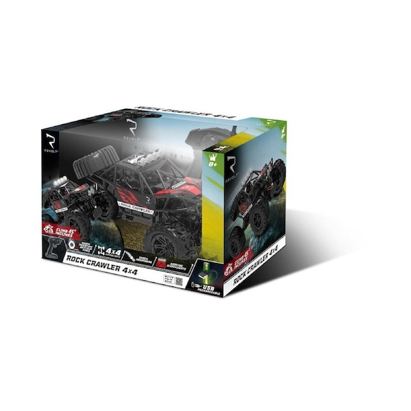Revolt Remote Control Rock Crawler 4x4 Kids Off-Road RC Truck Toy Black 8y+