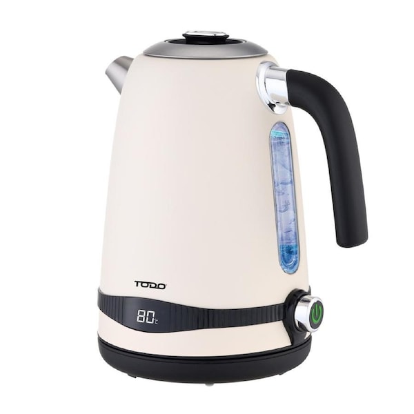 TODO 1.7L Stainless Steel Cordless Kettle Keep Warm Electric Led Water Jug - Cream