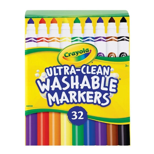 32pc Crayola Ultra-Clean Classic Washable Markers Kids Art & Craft Colouring Set