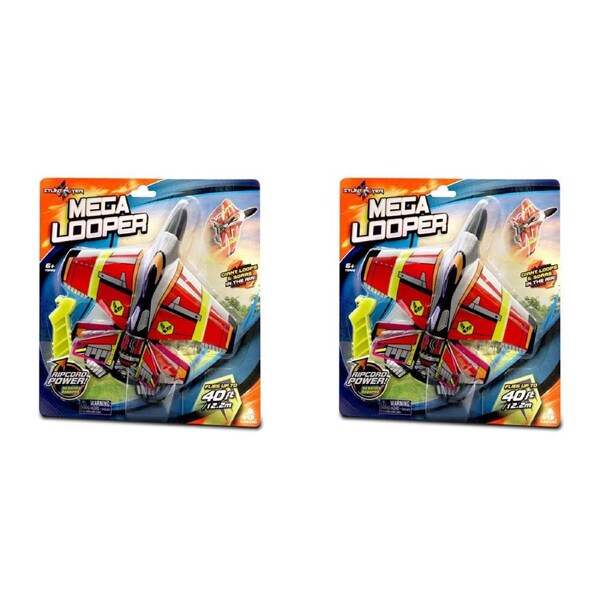 2PK Stunt Flyer Mega Looper w/ Launcher Toy Plane Kids Outdoor Active Toy 6y+