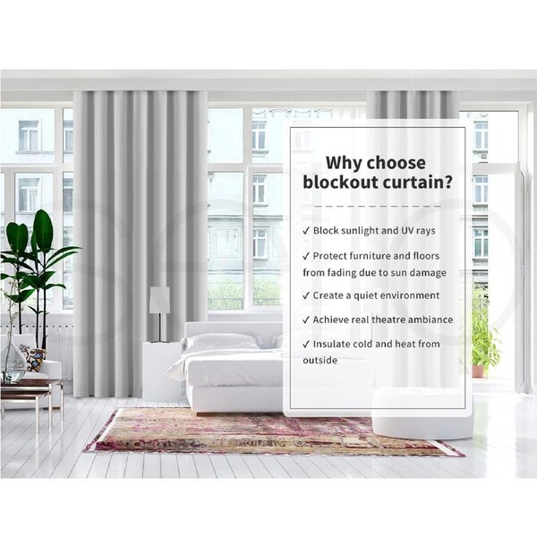 Marlow 2x Blockout Curtains Panels 3 Layers Eyelet Room Darkening 132x160cm Charcoal