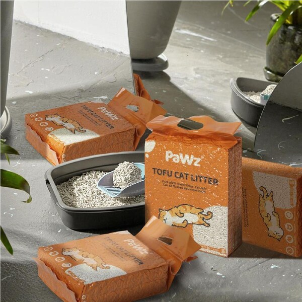 PaWz Tofu Cat Litter 2.5kg x 4 Pack Clumping Flushable Fast Absorbent Natural