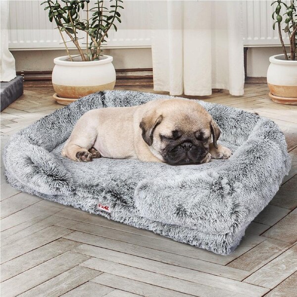 PaWz Dog Calming Bed Warm Soft Plush Comfy Sleeping Kennel Memory Foam Mattress S