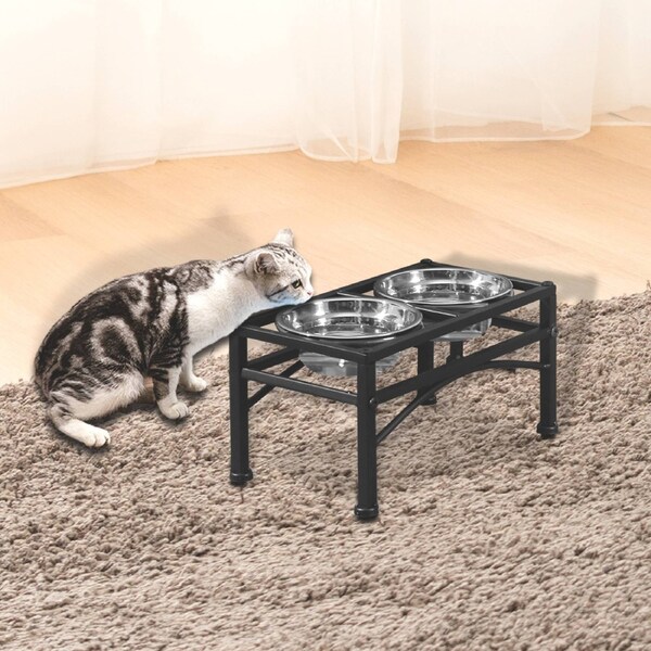 Pawz Dual Elevated Raised Pet Dog Feeder Bowl Stainless-Steel Food Water Stand