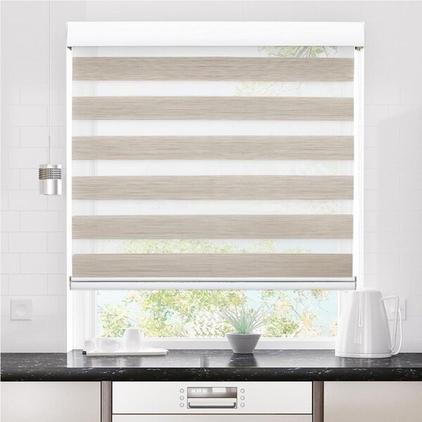 Marlow Blackout Zebra Roller Blind Double Window Sunshade 90x210cm Beige