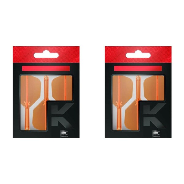 6pc Target K-Flex No 6 Durable Dart Flight & Shaft Short 19mm Neon Orange