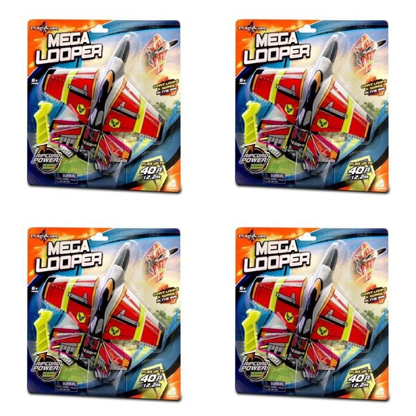 4PK Stunt Flyer Mega Looper w/ Launcher Toy Plane Kids Outdoor Active Toy 6y+