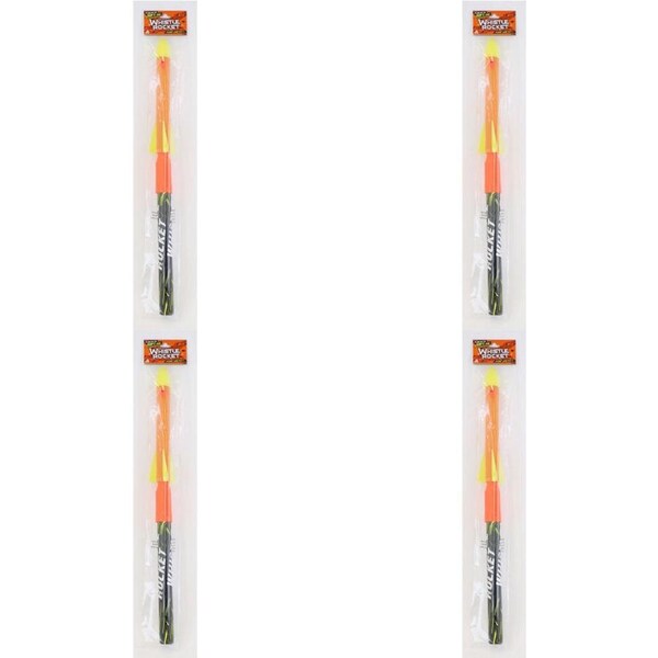 4PK Stunt Flyer Hand Pump Whistle Rocket Kids/Child Outdoor Toy Assorted 6y+