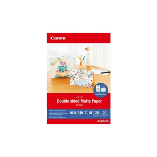 Genuine Canon MP-101DCARDS Greeting Card Dbl Sided Matte Paper 7X10 20 Pack With Envelope MP-101DCARDS