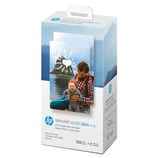 HP Sprocket Studio Plus 4x6" Photo Paper and Cartridges P/N:HPIS4X6C108 (Includes 108 Sheets & 2 Cartridges)