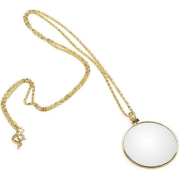 Hanging magnifying glass, 5x monocle magnifying glass with alloy gold neck chain trailer, portable trailer magnifying glass m