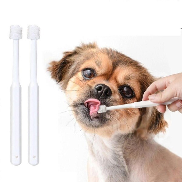 Small dog & Cat Toothbrush 360 Degree Soft Silicone, Cat Dental Care, Pet Toothbrush (2 PCS)