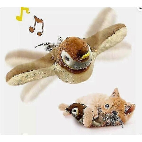 Electronic Interactive Flying Bird Cat Toy Hanging Pet Flapping Wings Sparrow