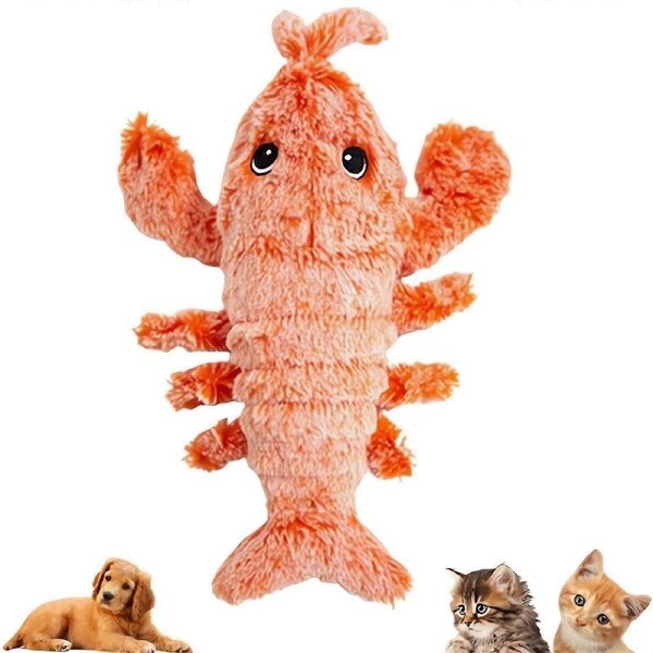 Floppy Lobster Dog Toys Plush Jumping Lobster Interactive Toy Motion Activated Moving Pet Toy, Plus