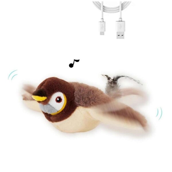 Interactive Chirping Bird Cat Toy Flapping Wings, Simulated Electric Flying Bird Cat Toy, Flappy Chase Cat Toy Bird