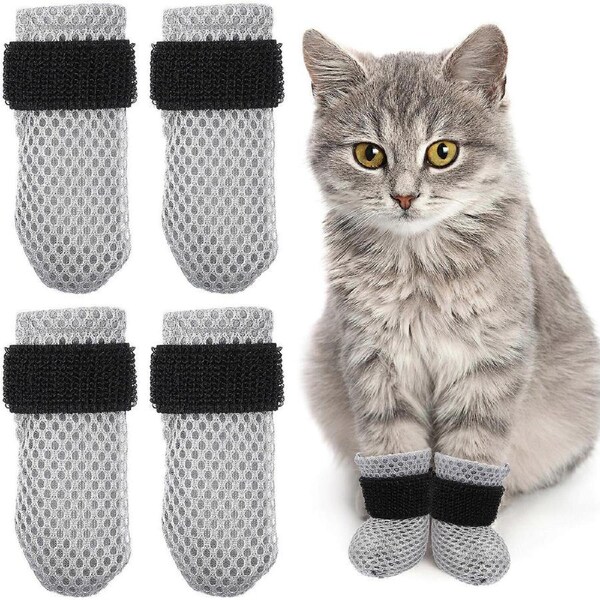 4 Pcs Cat Foot Covers Anti-Scratch Cat Feet Covers Kitten Paw Sleeves Cat Boots Shoes Socks Claw Caps