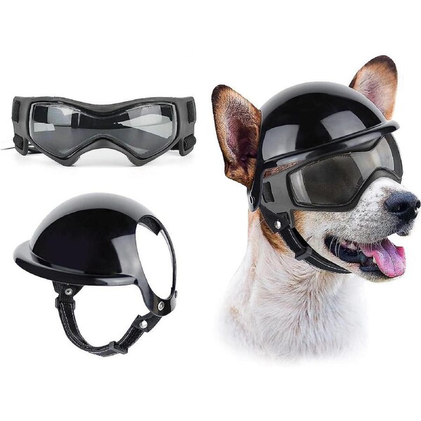 Anti-UV Dog Sunglasses with Pet Helmet, Windproof and Eye Protection for Small and Medium Dogs