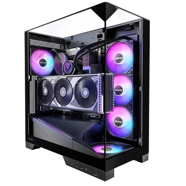 OKINOS AQ93 3-Sided Pannoramic ViewTempered Glass ,ATX USB-C, Pre-Installed 2x120mm ARGB PWM Fan, Mid Tower Case CAO-AQ93