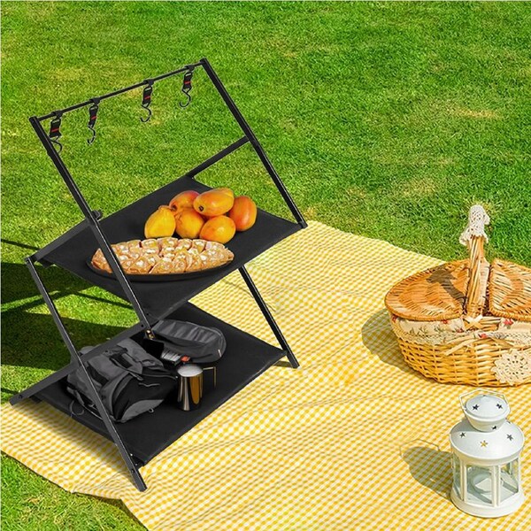 Levede Camping Shelves Portable Organiser Rack Holder Foldable BBQ Picnic Table
