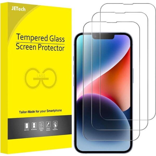JETech Full Coverage Screen Protector for iPhone 16e 2025, iPhone 14 6.1-Inch, 9H Tempered Glass Film Case-Friendly, HD Clear, 3-Pack