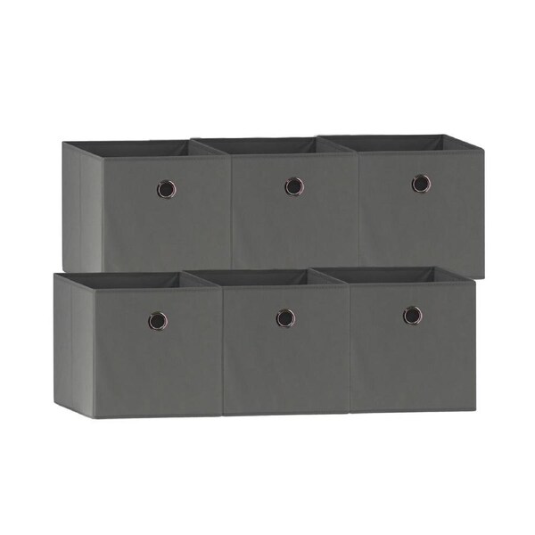 33x37x33 CM Grey 6X Pack Foldable Folding Storage Cube Storage Box Bookcase Fabric Cube Toy Organiser