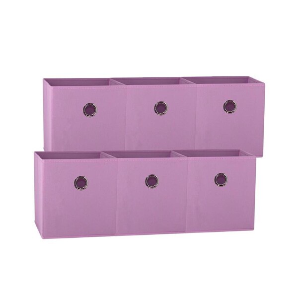 27x28x27 CM Light Pink 6X Pack Foldable Folding Storage Cube Storage Box Bookcase Fabric Cube Toy Organiser