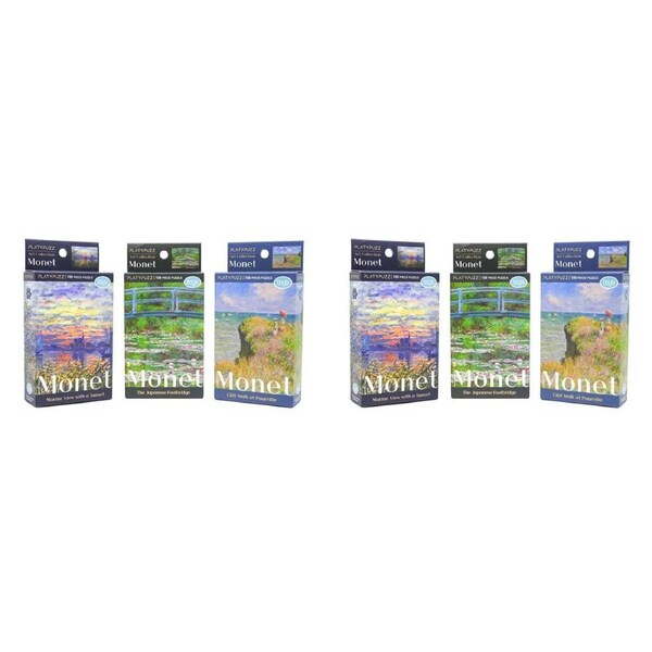 2x 3pc Platypuzz Jigsaw Puzzle Claude Monet Stunning Art Set 108 Pieces Each