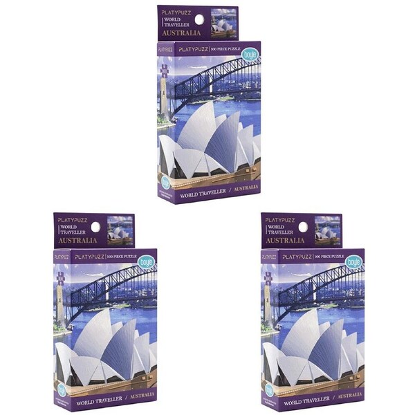 3PK Platypuzz Jigsaw Puzzle World Traveller 100pcs - Sydney Australia 20x20cm