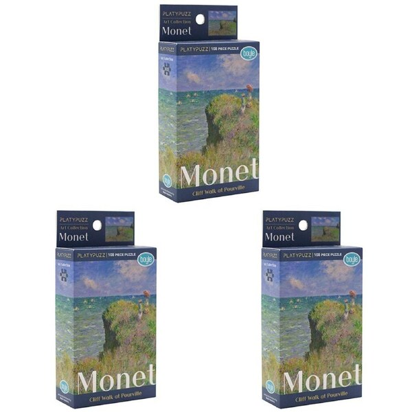 3PK Platypuzz Jigsaw Puzzle Claude Monet 108pcs - The Cliff Walk - 16.5x22cm