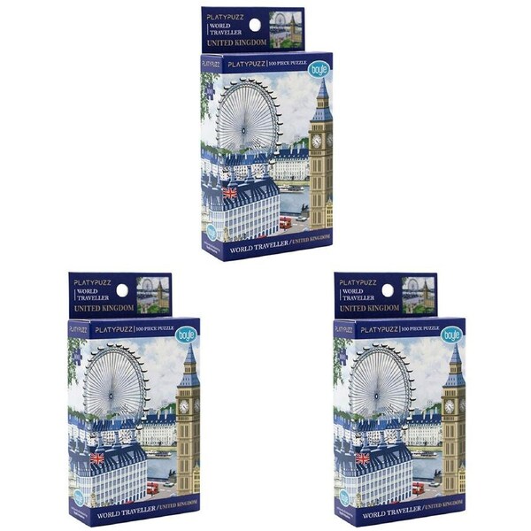 3PK Platypuzz Jigsaw Puzzle World Traveller 100 Pieces - United Kingdom 20x20cm