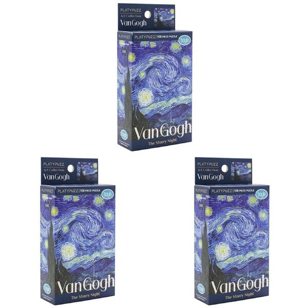 3PK Platypuzz Jigsaw Puzzle Van Gogh 108 Pieces - The Starry Night 16.5x22cm