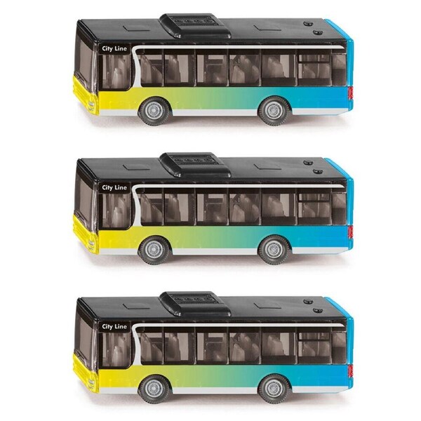 3PK Siku City Bus Diecast Miniature Model Vehicle Kids/Children Play Toy 3y+