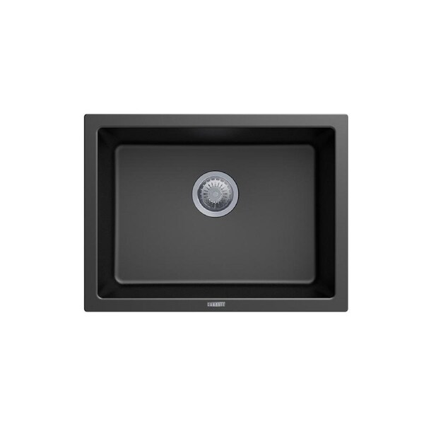 ACA 610 x 457 x 205mm Big Bowl Granite Kitchen Laundry Sink Top/Flush/Under Mount Black