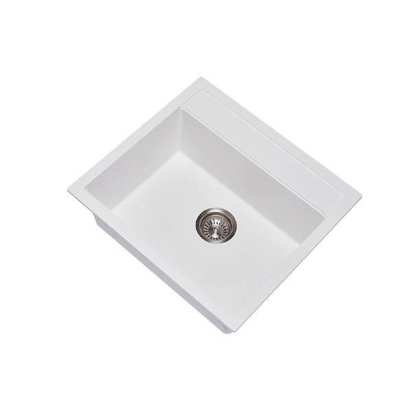 ACA 56X51CM Kitchen Sink Granite Stone Laundry Sink Basin Single Bowl White Top/Flush/Under Mount