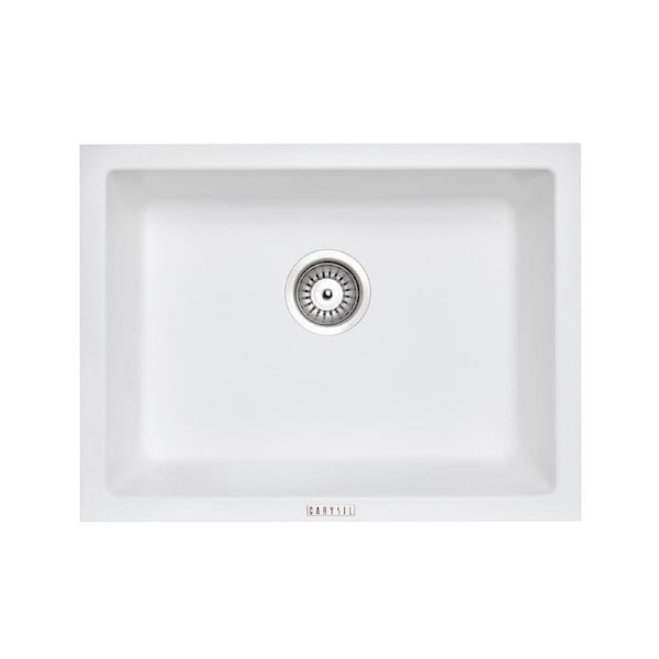 ACA 610 x 457 x 205mm Big Bowl Granite Kitchen Laundry Sink Top/Flush/Under Mount White