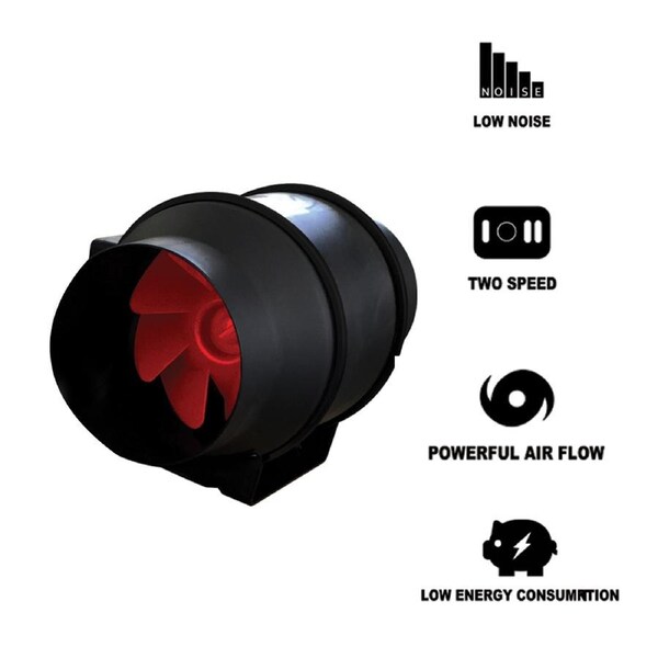 Grofan 4" (100mm) Hydroponics Mixed Flow inline Duct fan Two Speed