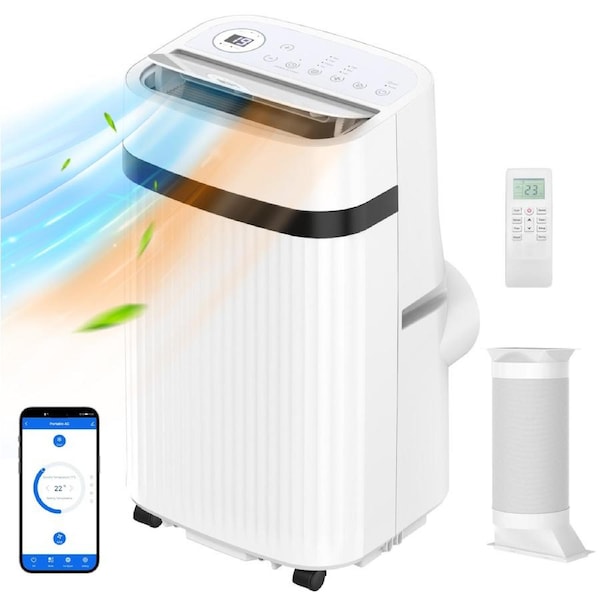 Advwin Portable Air Conditioner 14000BTU - 5-in-1 Cooling/Heating/Dry/Fan System for 20-30m2 Rooms, Smart APP Control, Ultra-Quiet & 360 degree Wheels (Incl. Window Kit & Remote)