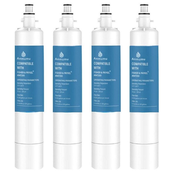 Fisher Paykel 847200 Compatible Ice & Water Fridge Filter, 4-Pack