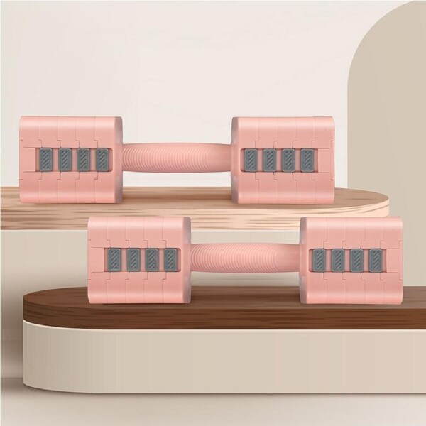 Centra A Pair 2.8kg-10kg Adjustable Dumbbells With Metal Weight Block Set Pink