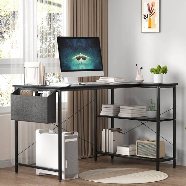 120cm L Shaped Office Computer Desk Home Workstation - Black