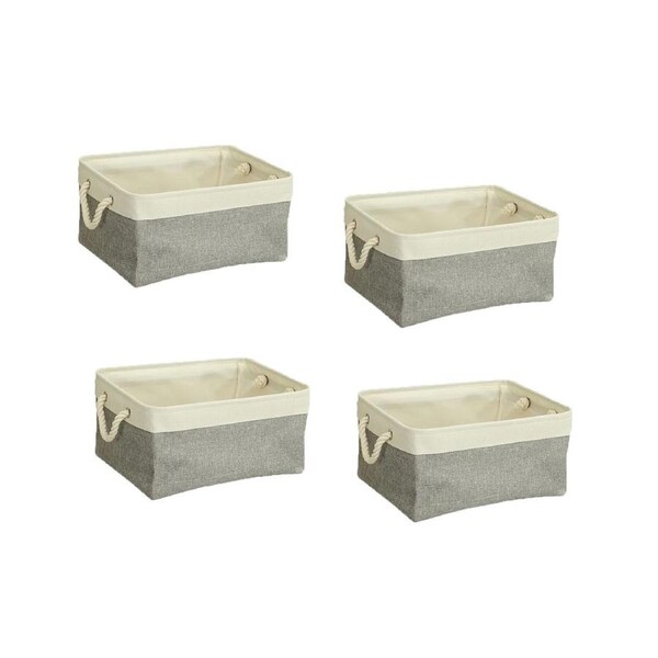 4 Pack Nursery Home Foldable Storage Bin Collapsible Fabric Storage Basket comes with Handles for Toy Gift Organizing Shelf Closet Clothes