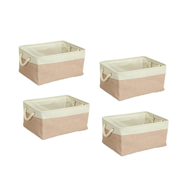 4 Pack Nursery Home Foldable Storage Bin Collapsible Fabric Storage Basket comes with Handles for Toy Gift Organizing Shelf Closet Clothes