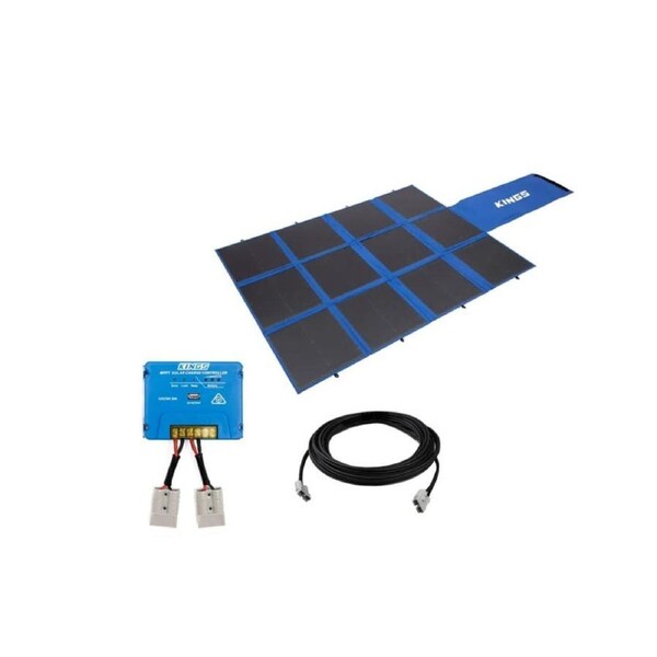 Kings 360W Folding Solar Blanket Grade A PET coated cells + 12m Extension Lead + MPPT Solar Regulator