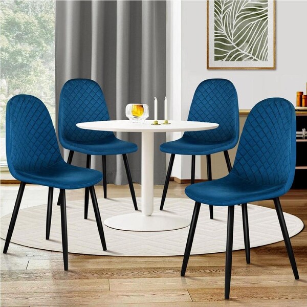 ALFORDSON 4x Dining Chairs Kitchen Lounge Cafe Diamond Stitch Retro Velvet Blue