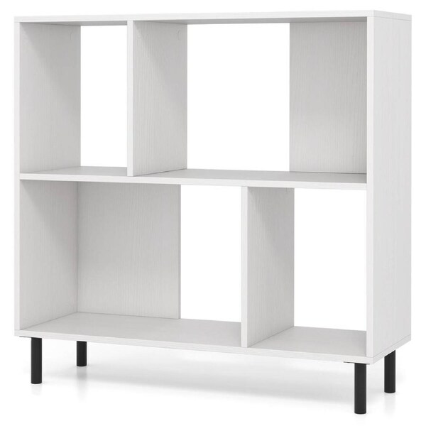 Giantex 4-Cube Bookcase Floor Standing Bookshelf w/Metal Legs Home Storage Organizer Rack White