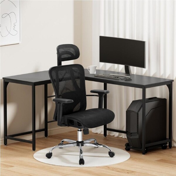 Artiss Computer Desk L-Shape Corner Desks Ergonomic Office Chair Mesh Chairs