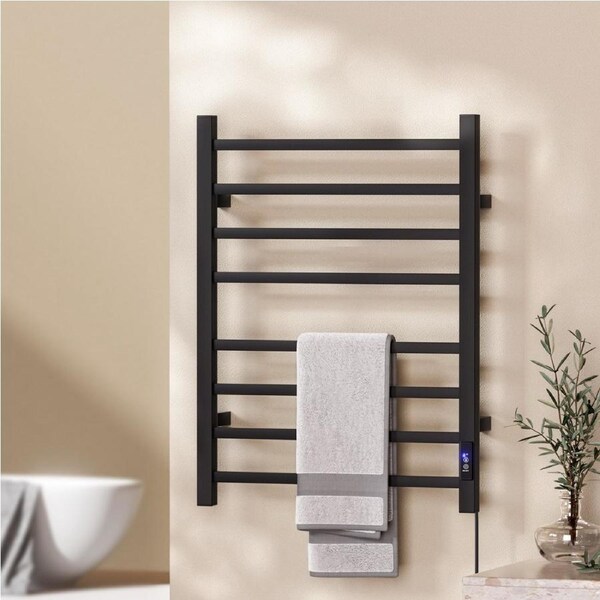 Devanti Heated Towel Rail with Timer Electric Heater Warmer Rack 8 Bars