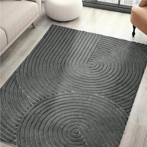 Marlow Floor Rug 200cm x 230cm Embossed Carpet - Geometric